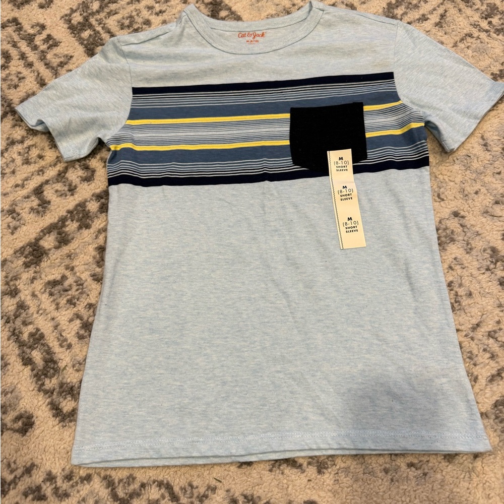 Cat & Jack Light Blue Striped Short Sleeve Tee
